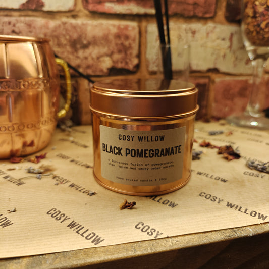 Black Pomegranate Premium Rose Gold Candle Tin - 20CL