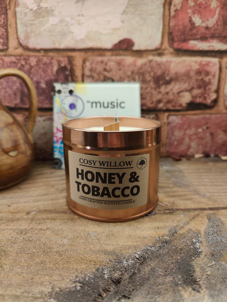 Honey & Tobacco Premium Rose Gold Candle Tin - 20CL