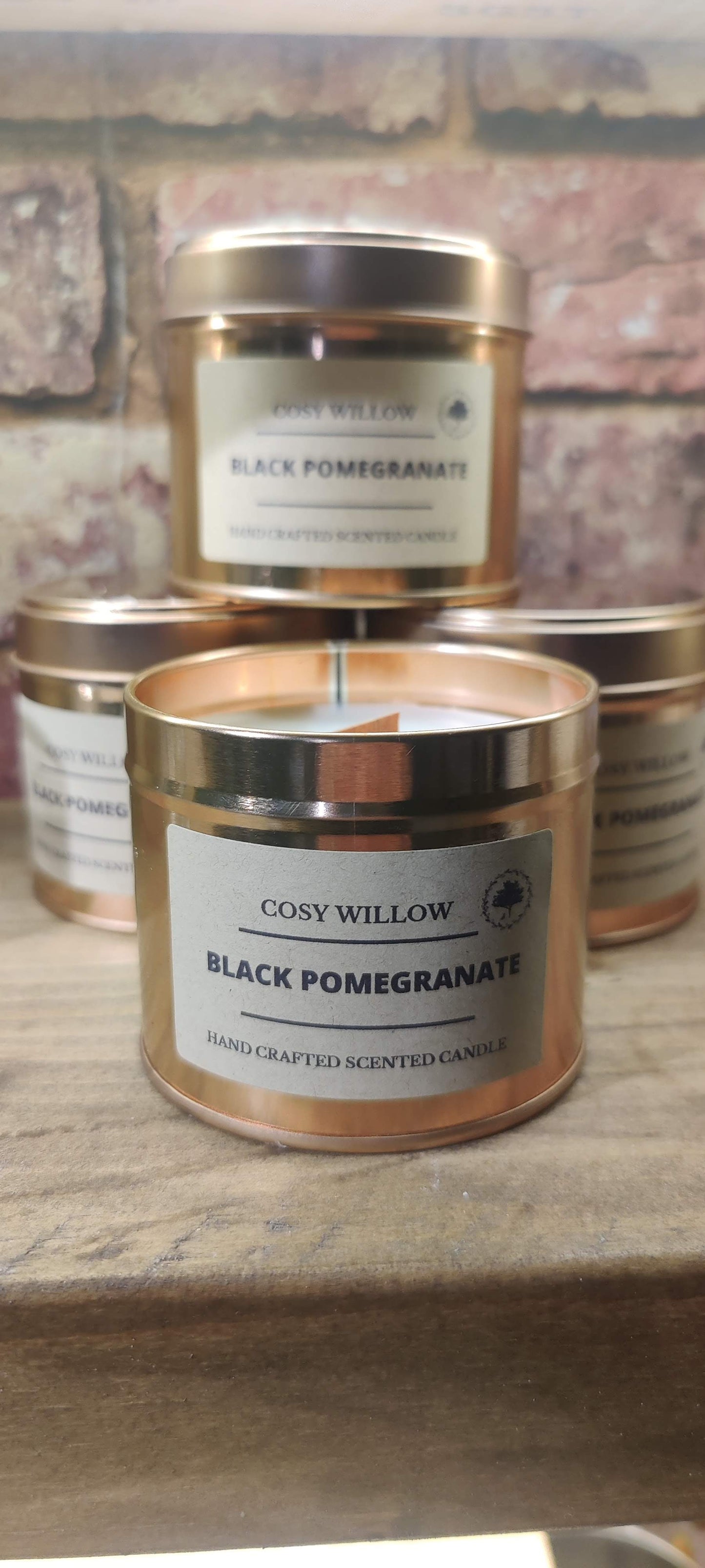 Black Pomegranate Premium Rose Gold Candle Tin - 20CL