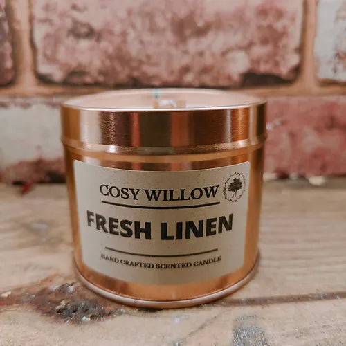 Fresh Linen Premium Rose Gold Candle Tin - 20CL