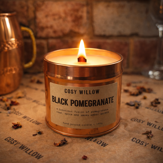 Black Pomegranate Premium Rose Gold Candle Tin - 20CL
